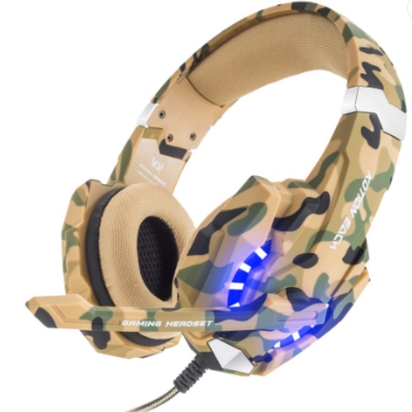 Camouflage Gaming Headphones with Microphone and LED Light for PS4, Xbox One Com - Picture 4 of 15